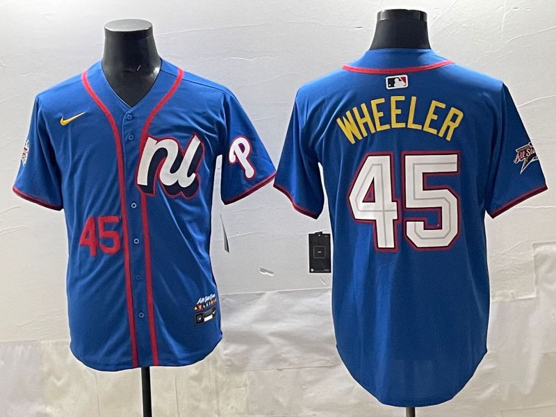 Men 2025 Philadelphia Phillies #45 Wheeler Blue All star Nike MLB Jersey style 05->philadelphia phillies->MLB Jersey